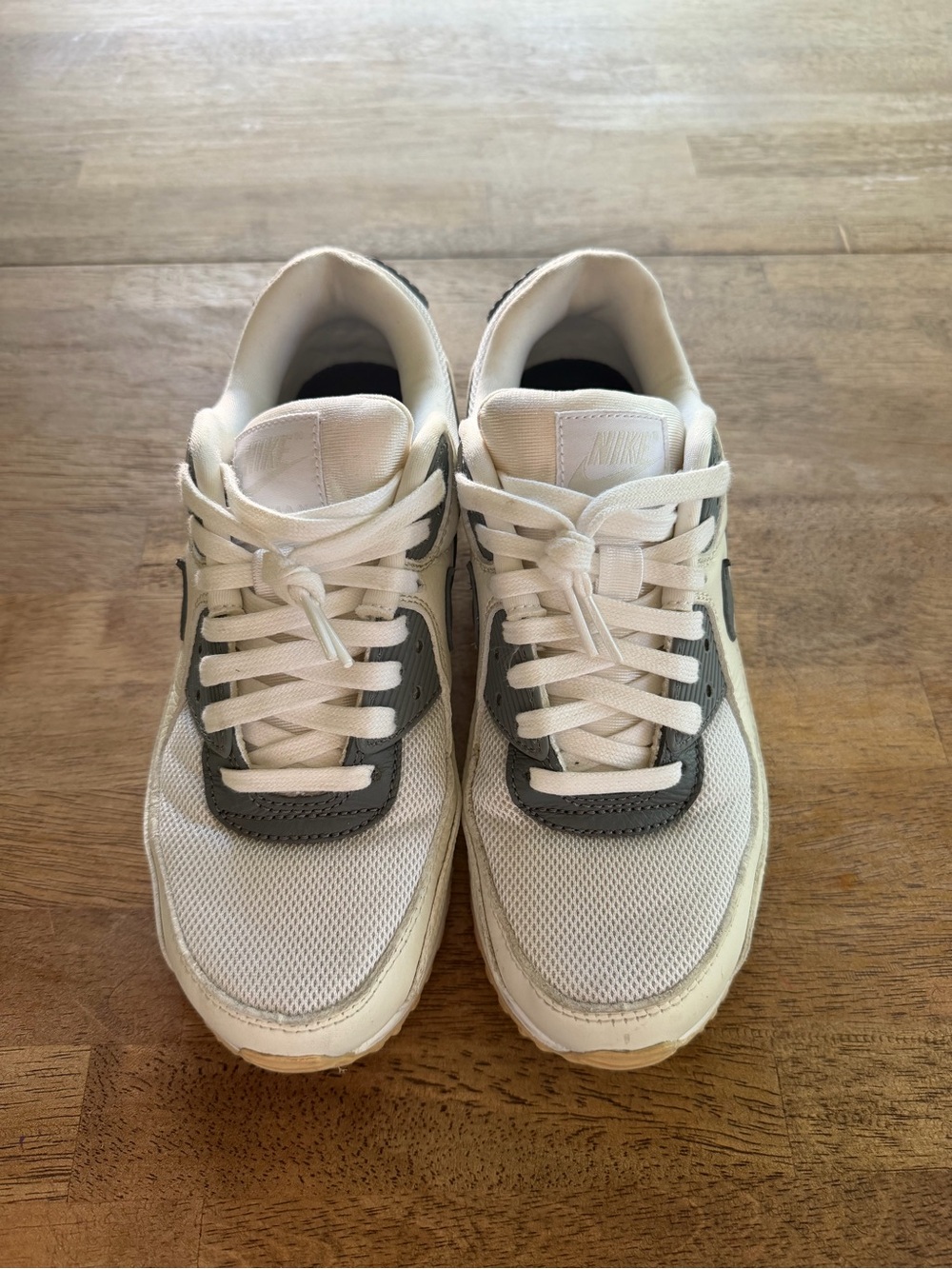 Nike Air Max 90 Women's Athletic Sneakers in White and Gray-Blue - Picture 3 of 8